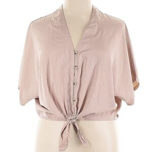 Style Envy Blush Button-Down Tie-Front Blouse